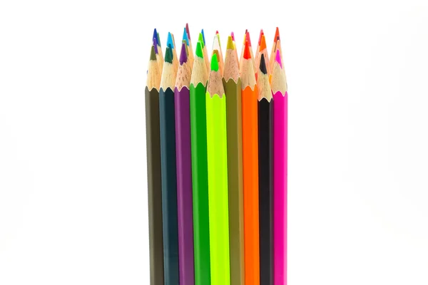 Conjunto de lápices de colores de madera sobre blanco —  Fotos de Stock