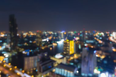 Soyut bulanık bokeh ışık cityscape hemen hemen havadan görünümü