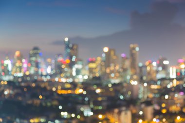 Ofis Binası gece, soyut bulanık bokeh arka plan ışığı