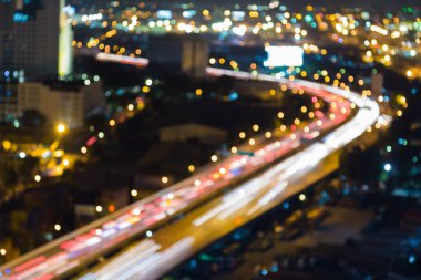 Bulanık bokeh ışıklar traffice Otoban