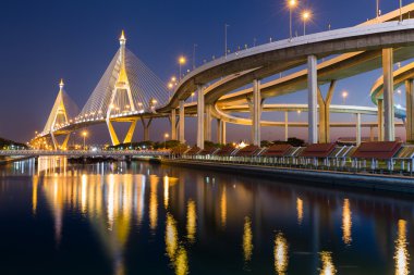 Endüstriyel çevre yolu asma köprü ana nehir geçiyor