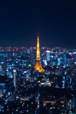 Bulanık bokeh ışıkları, gece, Japonya Tokyo şehir şehir