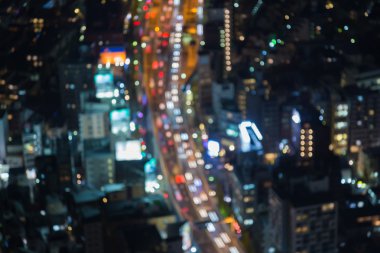 Bokeh havadan görünümü Tokyo şehir şehir merkezinde bulanık