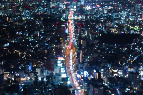Abstract blurred bokeh background aerial view city road night view — Stock Photo, Image
