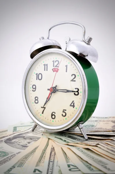 Time is Money Green Old Clock — Stock Photo, Image