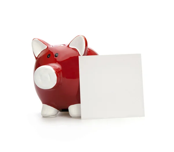 Piggy Bank and Blank Note Paper — Stock Photo, Image