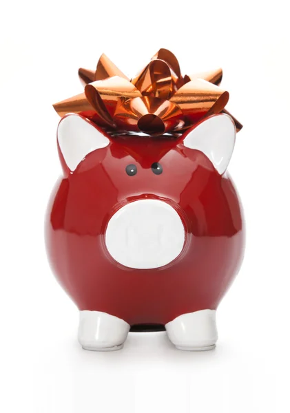 Piggy Bank cu Bow — Fotografie, imagine de stoc