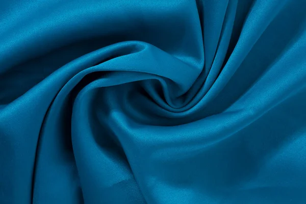 Kék selyem, szövet textúra háttér, vízszintes, nincs ember, tapéta, — Stock Fotó