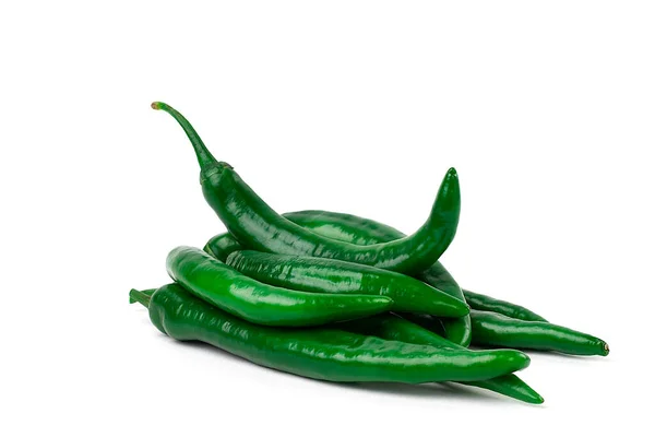 Hot pepper, groen, kruiden, fris, op een witte achtergrond, bovenaanzicht, geen mensen. — Stockfoto