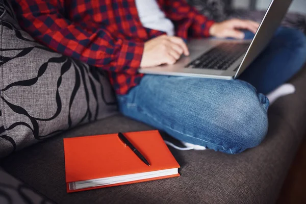 Concept Teleworking Home Stylish Male Working Home Coronavirus Pandemic Stay — Stock Photo, Image