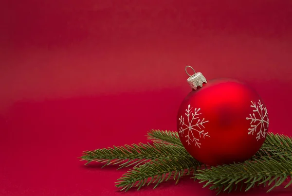 Feliz Año Nuevo Con Espacio Texto Juguete Árbol Navidad Rojo — Foto de Stock