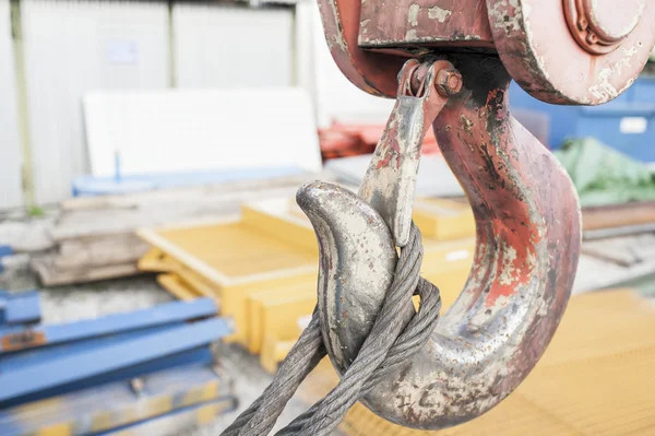 Grúa gancho con cable de acero — Foto de Stock