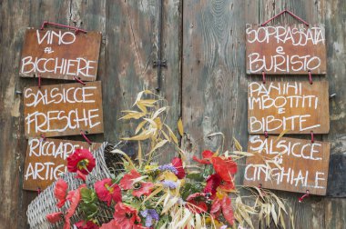 İtalya karatahtalar menüsünde