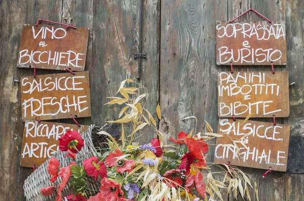 Menu em quadros negros na Itália — Fotografia de Stock