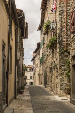 dar sokaklarında Cortona, Toskana, İtalya