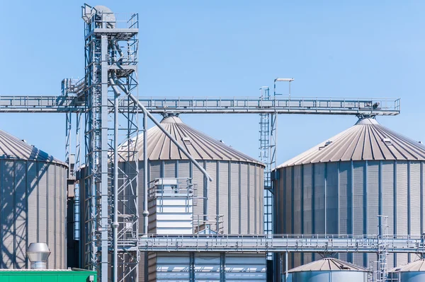 Storage facility cereals, and biogas production — Stock Photo, Image