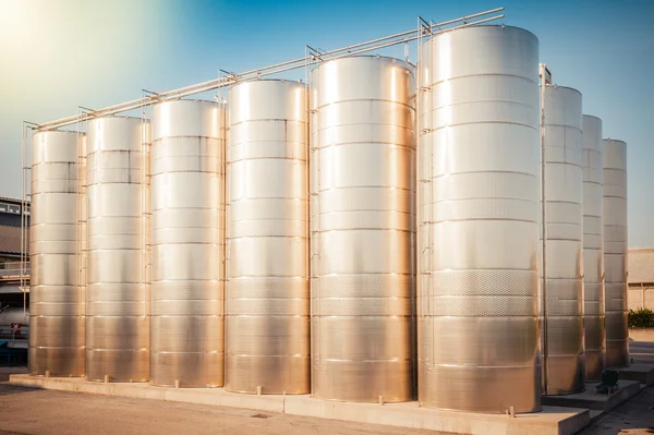 Stainless steel tanks for wine — Stock Photo, Image