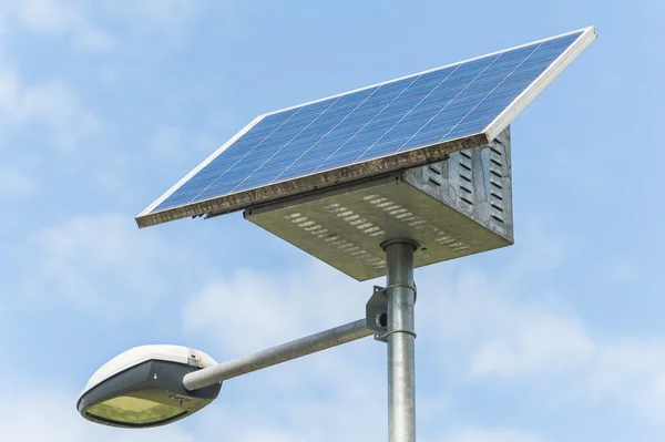 Street lamp with solar panel — Stock Photo, Image