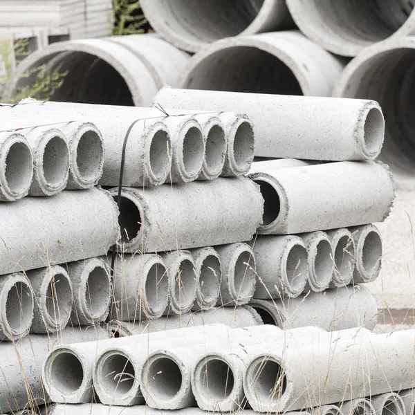 Concrete pipes prefabricated warehouse — Stock Photo, Image