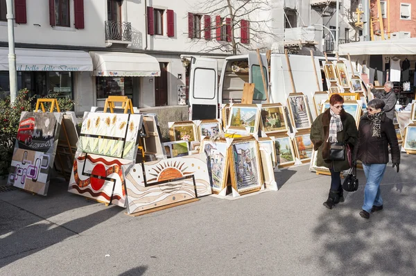 Local market outdoor in Nord Est of Italy — Stock Photo, Image