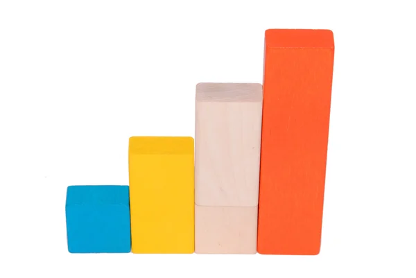 Graf růstu z multi-barevné dětské dřevěné kostky — Stock fotografie