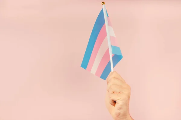 Kézfogás Zászló Transznemű Büszkeség Színekben — Stock Fotó