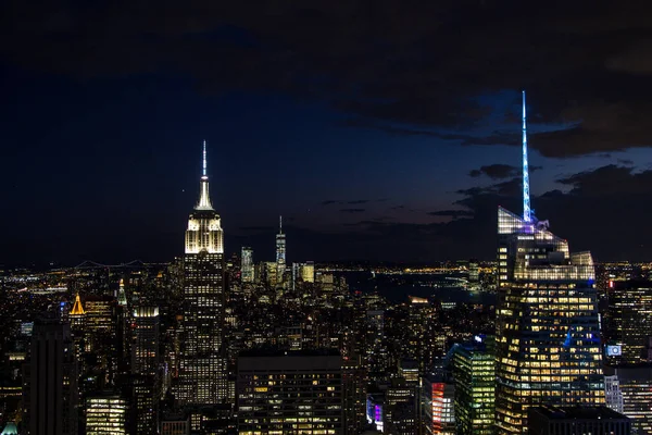 New York Avec Gratte Ciel Coucher Soleil — Photo