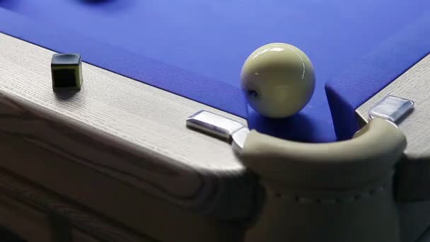 Game of billiards in pool room — Stock Video