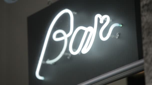 The neon light sign bar , close up — Stock Video