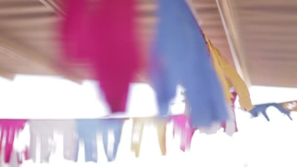 Colored ribbon in the wind, element of decor — Stock Video