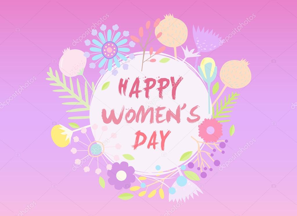 Beautiful flowers decorated greeting card design for Happy Women's Day celebration.