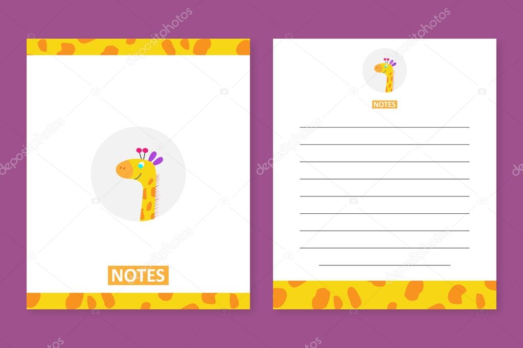 Notes template with a cute giraffe.