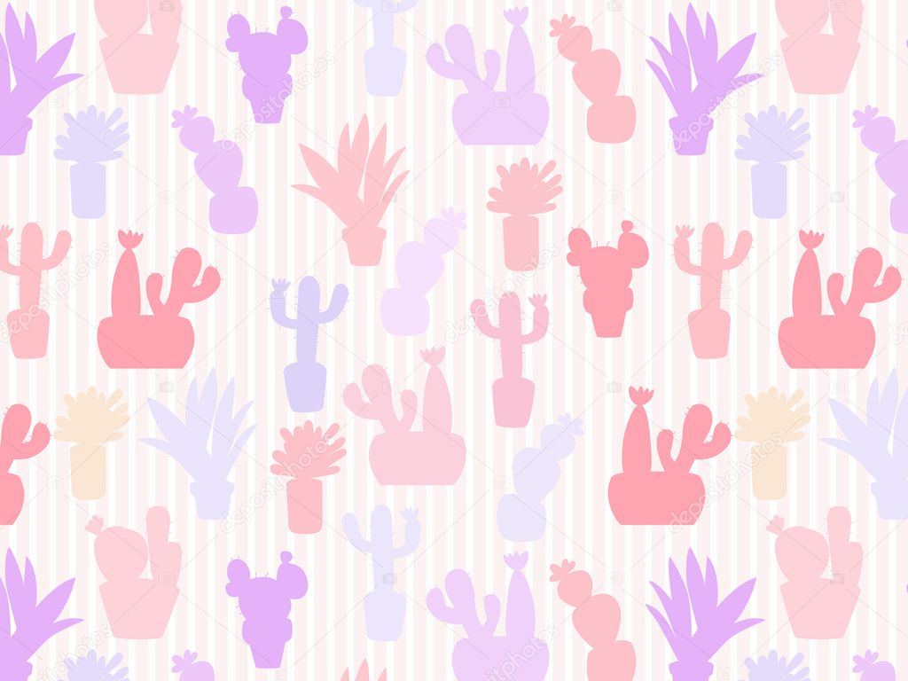 Seamless pattern with cactus.