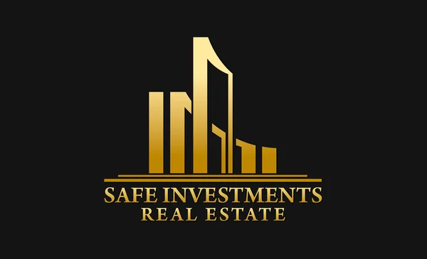 Logo sicuro degli investimenti immobiliari — Vettoriale Stock