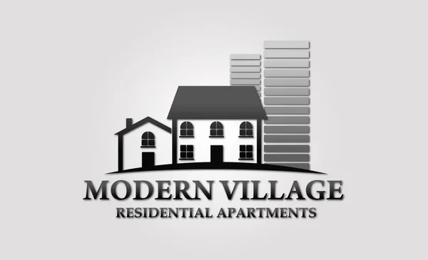 Logotipo inmobiliario de pueblo moderno — Vector de stock