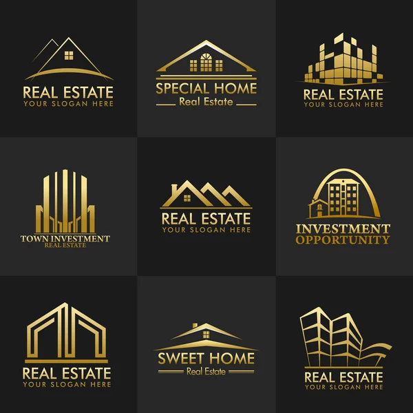 Group Real Estate Logos Vector Design — Stock Vector