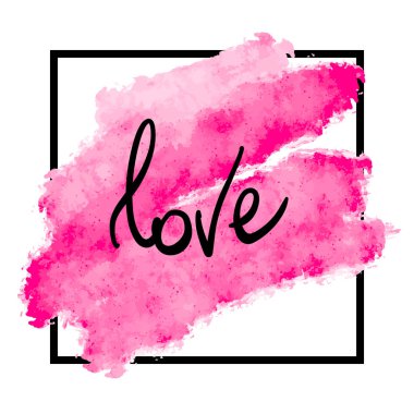 Pembe fırça darbesine el yazısı sevgisi, siyah çerçeveli poster, kaligrafik baskı, 