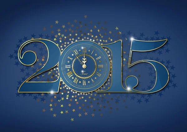 2015 glad Nyåren bakgrund med gyllene klocka — Stockfoto