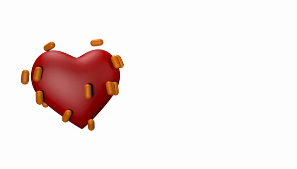 Representación Corazón Con Cápsulas Alrededor Concepto Corazón Enfermo — Foto de Stock