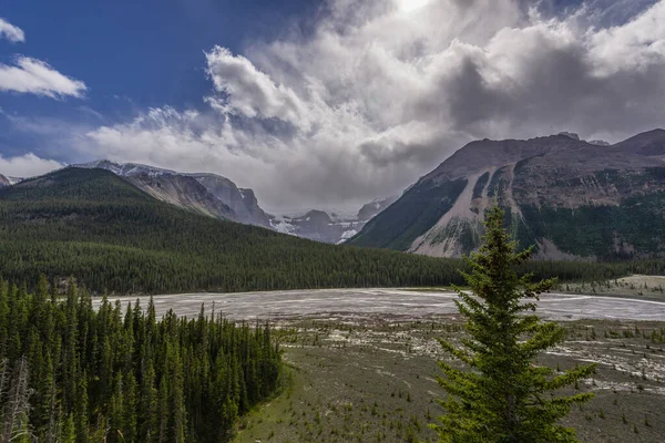 バンフ国立公園 アルベルタ カナダの山の川と壮大な自然景観 — ストック写真