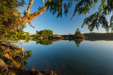 Güzel, sakin doğal manzara manzaralı göl ve dağlar.