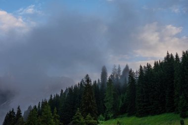 Alplerin güzel manzarası, Passo San Pellegrino, Kuzey İtalya