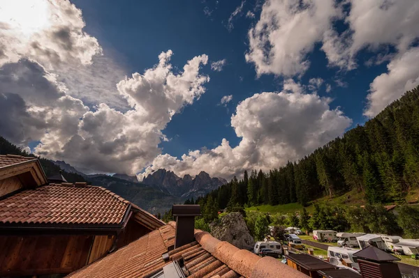 Bela Paisagem Cênica Dos Alpes Passo San Pellegrino Norte Itália — Fotografia de Stock