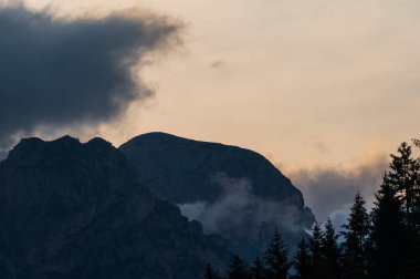 Alplerin güzel manzarası, Passo San Pellegrino, Kuzey İtalya