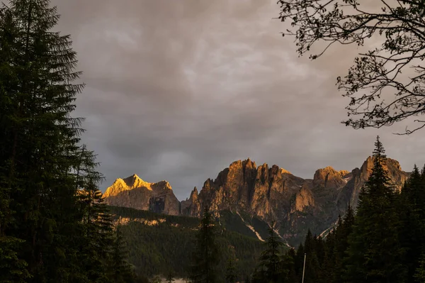 Bela Paisagem Cênica Dos Alpes Passo San Pellegrino Norte Itália — Fotografia de Stock