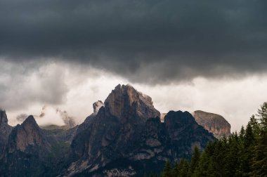 Alplerin güzel manzarası, Passo San Pellegrino, Kuzey İtalya