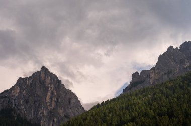 Alplerin güzel manzarası, Passo San Pellegrino, Kuzey İtalya