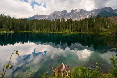 Alplerin güzel manzarası, Passo San Pellegrino, Kuzey İtalya