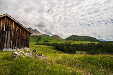 Alplerin güzel manzarası, Passo San Pellegrino, Kuzey İtalya