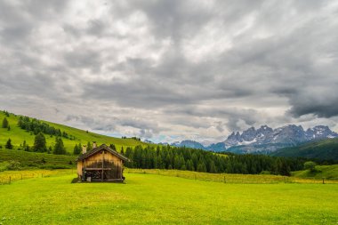 Alplerin güzel manzarası, Passo San Pellegrino, Kuzey İtalya